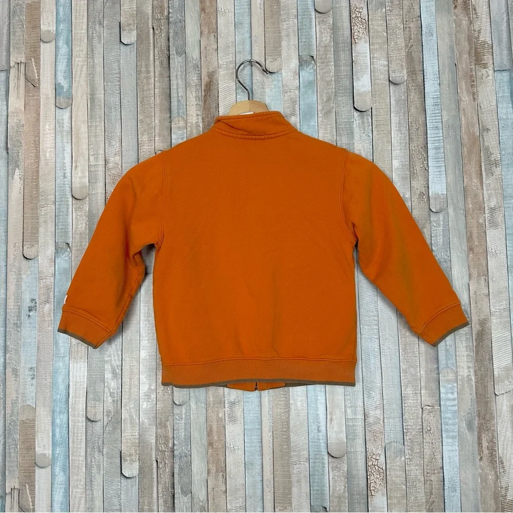 Janie and Jack 4 Boys Orange Full‎ Zip Jacket Sweatshirt Cotton Terry Knit Palm